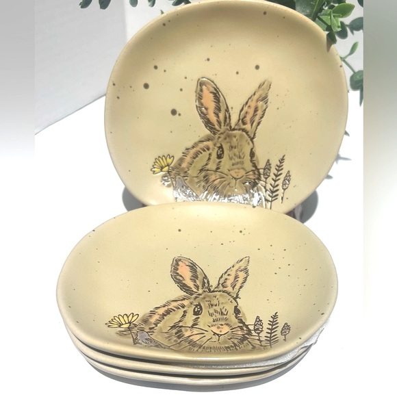 Spring Beige Multi-Color Rabbit Spring,6” Easter Dessert/Appetizer Plates NWT - Picture 4 of 14